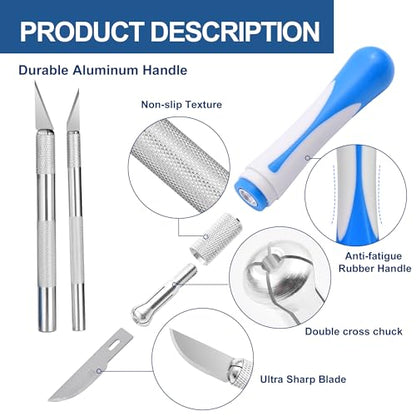 16 Pcs Craft Knife Set Exacto 3 Handles 10 Blades