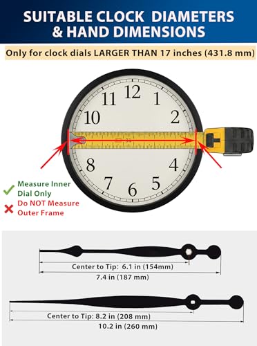 High Torque Clock Movement Kit, Long Shaft Mechanism with 8 inch Hands - size: Thread Length: 0.59 inch