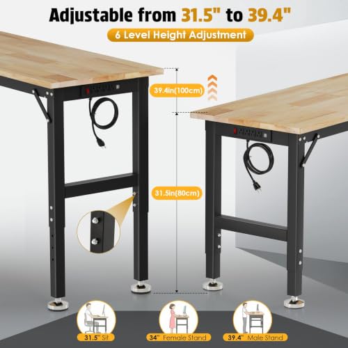 TLGREEN 48 x 20-Inch Adjustable Workbench, 2000 lb Capacity - size: 48"