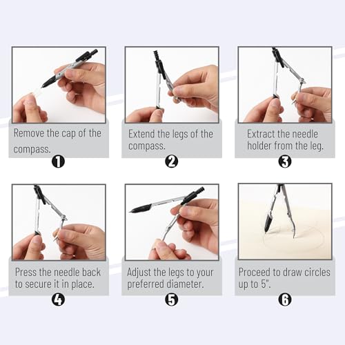 Mr. Pen- Convertible Compass, Extra Lead Refills, Compass Geometry Tool