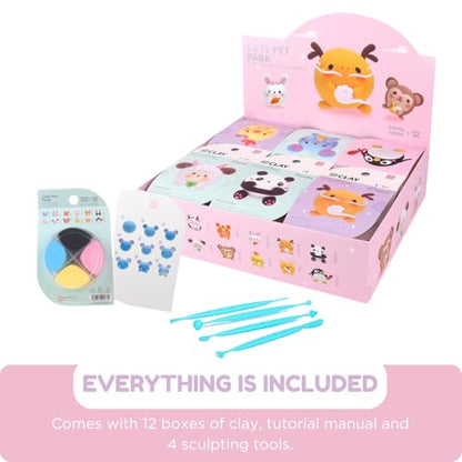 LOUFOR Air Dry Clay Kit -12 Animals Modeling Clay for Kids Arts and Crafts - color: #02Pink- Cute Pet Park