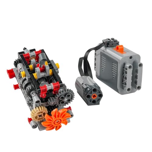 MOC Mechanical Transmission Gearbox Bundle – 5+1 & 6-Speed Manual Gear System, DIY Engineering Building Kit with Motor Function Compatibility, STEM Educational Model for Teens & Adults