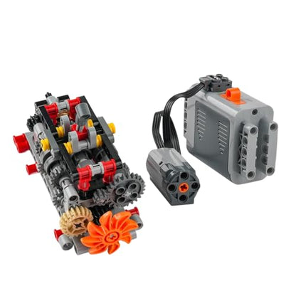 MOC Mechanical Transmission Gearbox Bundle – 5+1 & 6-Speed Manual Gear System, DIY Engineering Building Kit with Motor Function Compatibility, STEM Educational Model for Teens & Adults