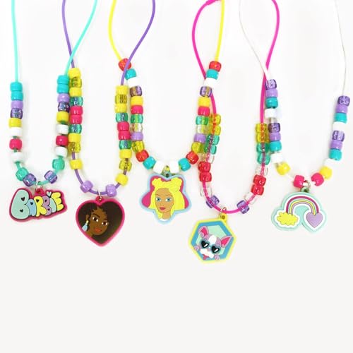 Tara Toys Barbie Necklace Activity Set – 160-Piece DIY Jewelry & Bead Kit with 5 Silicone Necklaces, 150+ Beads & Character Charms, Creative Craft Toy for Kids Ages 3+