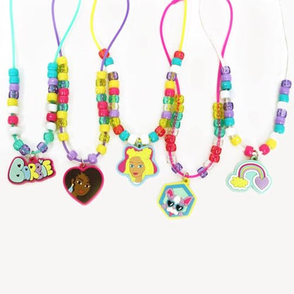 Tara Toys Barbie Necklace Activity Set – 160-Piece DIY Jewelry & Bead Kit with 5 Silicone Necklaces, 150+ Beads & Character Charms, Creative Craft Toy for Kids Ages 3+