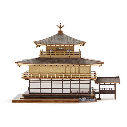 Kinkakuji Golden Temple Wooden Architecture 3D Puzzle - Fun DIY Wood Craft Kits - Ideal Gift for Birthdays and Party Favors - style: Golden Temple