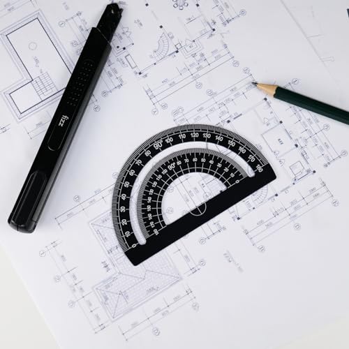 5 Pcs Metal Geometry Set, Math Drafting Ruler Kit- Aluminum Triangle Rulers, Protractor, 8 Inch and 6 Inch Drawing Ruler, Measuring Tool for School and Office (Metric and Imperial, Black) - color: Black