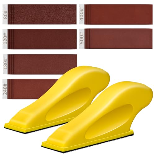 Finger Sander for Crafts 2 Pack with 30 Sheets 3.5 x 1 Inch Sandpaper 80 120 180 240 400 600 Grit Sanding for Crafts DIY Wood Finishing Tight Narrow Space Detail Polishing Micro Gator Sander - color: 2 Pack Sander + 30 Sheets Sandpaper (Red)