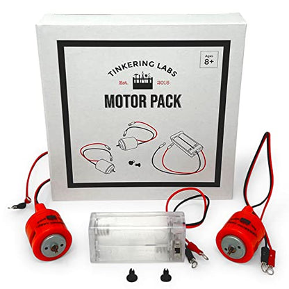 Tinkering Labs Motor Pack | Includes Battery Pack and Two Motors with Casings and Wires