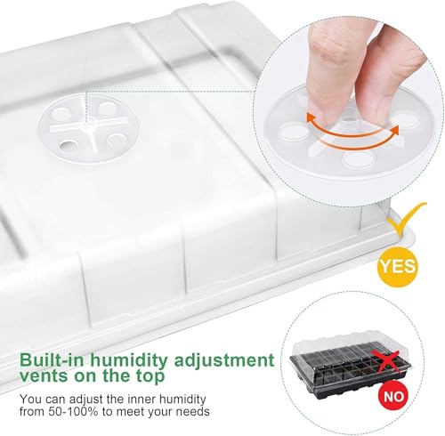 MIXC 5 Pack Seed Starter Tray, 200Cell Mini Propagator Greenhouse Grow Kit - color: Black, size: 40-Cell 5-Pack
