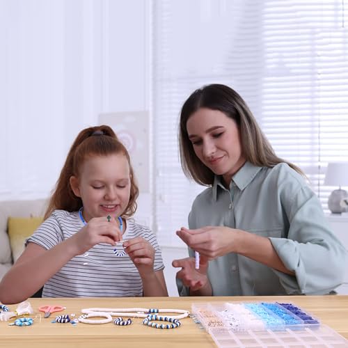 3500 PCS Clay Beads Bracelet Making Kit, Valentines Blue Beads for Crafts - color: Blue