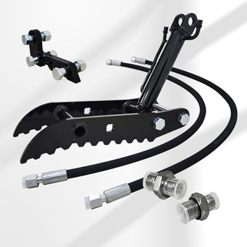 Mini Excavator Hydraulic Thumb Kit,Small Digger Attachments Fit Most of Up to 2 Tons, with2* M14 Hoses and Converters, Black