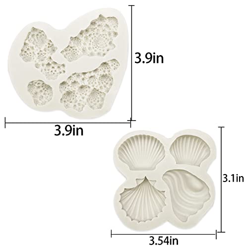 5 PCS Marine Theme Fondant Silicone Mold Seaweed Coral shell crab Shape DIY Handmade Baking Tools, For Theme Cake Cookie Chocolate Candy Decoration Fondant Polymer Clay - style: Coral styles