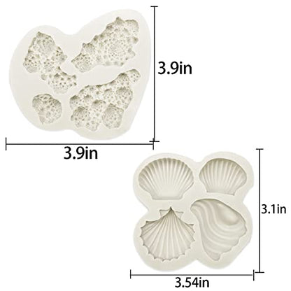 5 PCS Marine Theme Fondant Silicone Mold Seaweed Coral shell crab Shape DIY Handmade Baking Tools, For Theme Cake Cookie Chocolate Candy Decoration Fondant Polymer Clay - style: Coral styles
