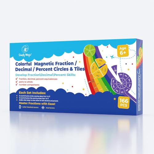 166 PCS Simply Magic Magnetic Fraction Tiles & Fraction Circles Percentages