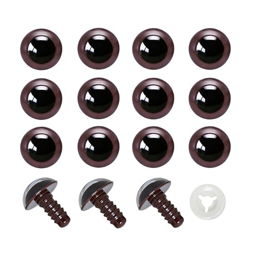 BESTCYC 100pcs 15mm Brown Plastic Safety Eyes Craft Eyes with Washers for Amigurumi Dolls Plush Animals DIY Craft Lovers Doll Makers Crochet Craft Supplies - color: Brown, size: 15mm