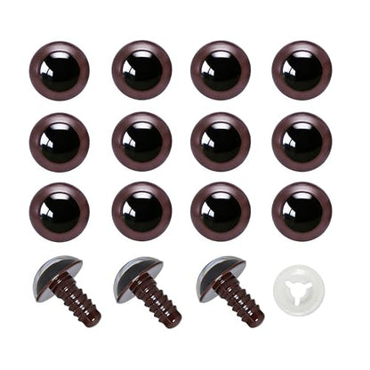 BESTCYC 100pcs 15mm Brown Plastic Safety Eyes Craft Eyes with Washers for Amigurumi Dolls Plush Animals DIY Craft Lovers Doll Makers Crochet Craft Supplies - color: Brown, size: 15mm