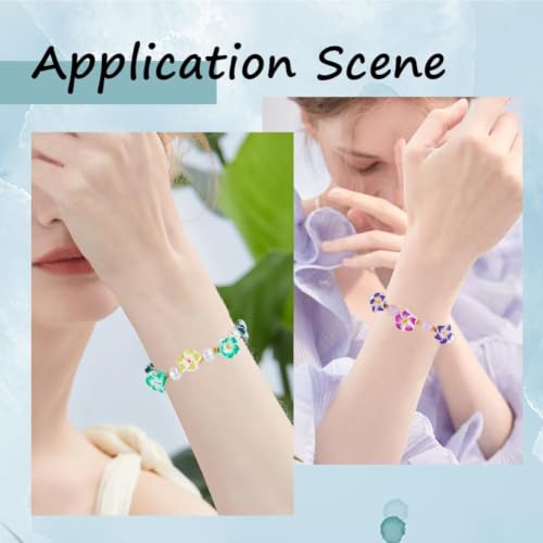SUNNYCLUE 1 Box 174Pcs DIY 6 Sets Bracelet Making Kit Plumeria Flower Beads Polymer Clay Beads Summer Ocean Hawaiian Shell Bead Imitation Pearl Beads for Jewelry Making Kits Adult Women Gifts Supplies - style: Plumeria Flower 1