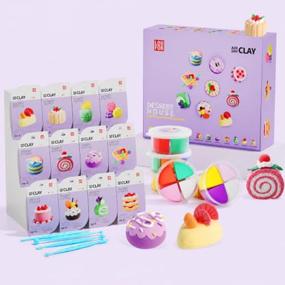 Air Dry Clay Kit -12 Desserts Modeling Clay for Kids Arts and Crafts - color: #06Purple- Dessert House