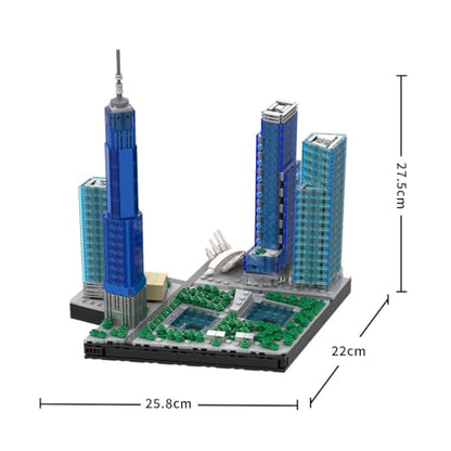 Landmark Street Scene Building Blocks Set for Adults, 1039PCS MOC-127022 1/800 World Famous Landmark Building Bricks Set, DIY Assembly New York Architecture Model Gift - style: The New World Trade Center