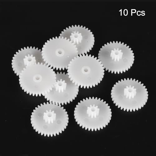 MECCANIXITY 10 Pcs Plastic Gears 34 Teeth Plastic Motor Gear Model 34102B Reduction Gear for RC Car Model DIY Robot (White, Module 0.5) - style: 34 Teeth