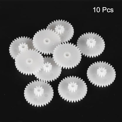 MECCANIXITY 10 Pcs Plastic Gears 34 Teeth Plastic Motor Gear Model 34102B Reduction Gear for RC Car Model DIY Robot (White, Module 0.5) - style: 34 Teeth