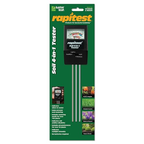 Luster Leaf 1818 Rapitest 4-in1 Soil pH/Moisture/Fertility/Light Tester, Fertility - style: 4-in-1 Tester