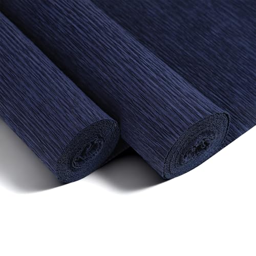 Heavy Crepe Paper for Flower Making, DIY Crafts | Italian-Quality Crepe Paper with 300% Stretch | Papel Crepe de Colores Paquete - color: Navy Blue, size: Long (17")
