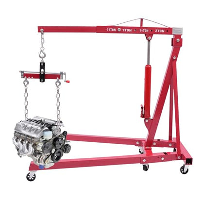 Hydraulic Crane with Engine Leveler, 2T Folding Hydraulic Crane, Heavy Duty Folding Hydraulics, Folding Hydraulic Cranes with Wheels for Engine Lifting Loading
