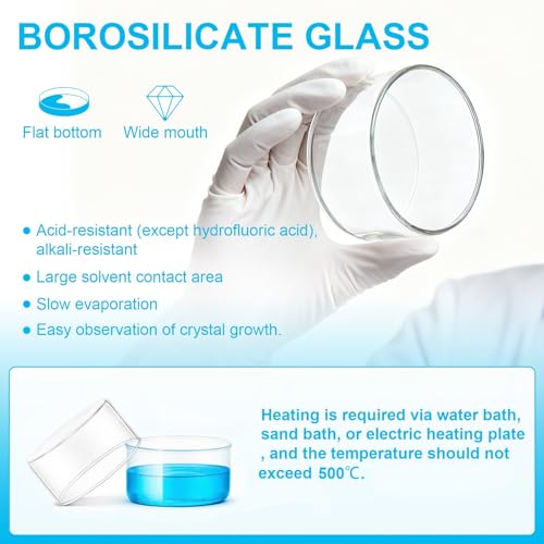 Treela 4 Pcs Glass Petri Dish, Crystallization Dishes, 740 ml Borosilicate