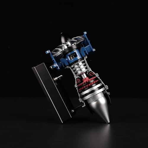 DM122 Mini Metal Turbofan Engine Model Kit that Works, 170+ Parts 1:20 Scale 4.41”H x 7”L x 3”W All-Metal Jet Engine Model with Transparent Cover, STEM Educational Assembly Kit, Desk Decoration Gift
