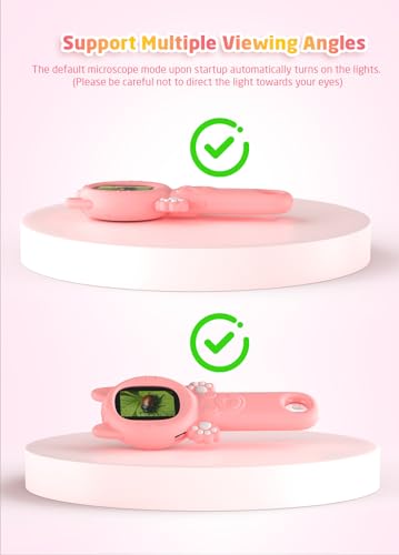 PHNIXGAM Kids Microscope Camera, 500X Handheld 2" IPS Screen, A Pink Cat - color: Pink Cat