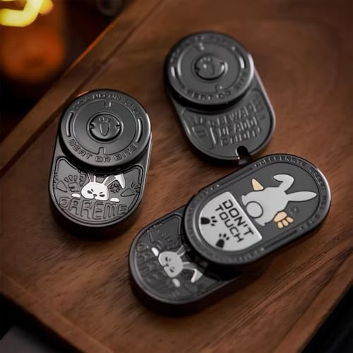 Desperate Rabbit Fidget Slider, Metal Fidget Toys Adults Haptic Coin Infinite Rotation Push, EDC Fidget Toys Sensory Toy Executive Desk Toy for Keep Focus & Stress Relief (Mix Black) - color: Mix Black