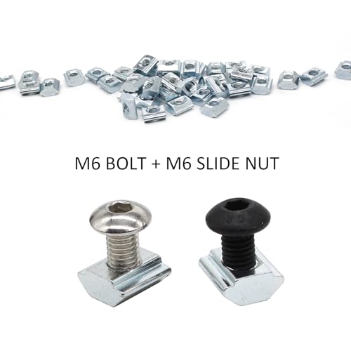 80pcs 20 Series Extrusion M6 T Slide Nut M6 Tee Sliding in Nut for 2020 Extruded Aluminum Connector Brackets with 2020 Sereis Extursion Profile Rail - style: 20 Series Type B