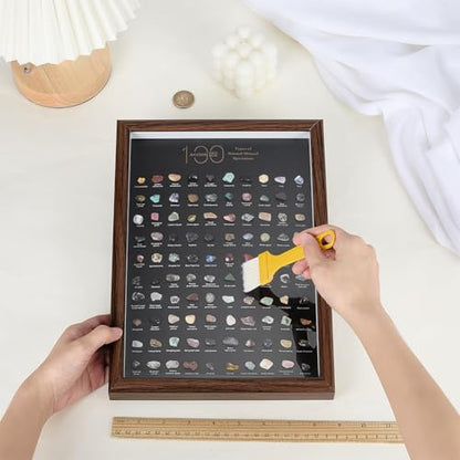 PH PandaHall 100pcs Crystals Stones Natural Mineral Specimen Shadow Box Mixed Stone Crystal Collection Display Frame Crystal Chips Set for Home Office Desk Decor Birthday Gift Giving