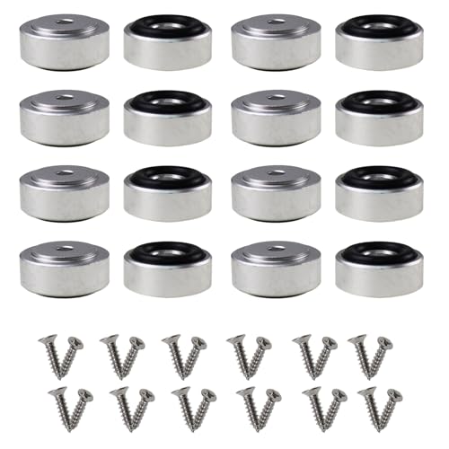 Pallet Metal Feet with Screws, 13/16" W x 3/8" H Butcher Block Non Slip Pads for Wood, Bamboo Cutting Board(Set of 16),Silver - color: Silver-16p, size: 0.77 x 0.37 Inch