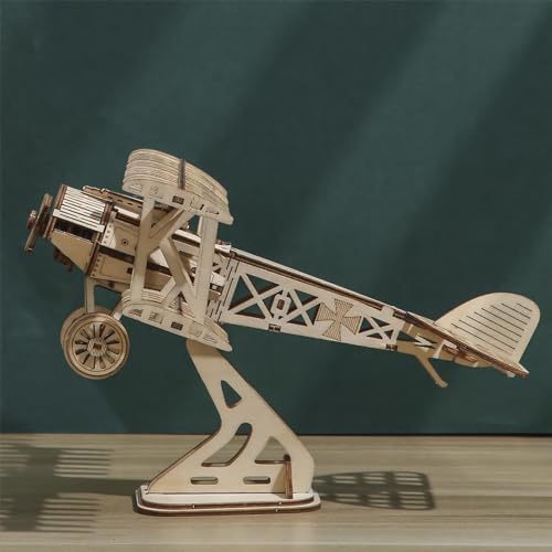 3D Wooden Puzzles Aircraft Vintage Airplane Model DIY Science Kit Birthday for Adults & Teens to Build Combination - style: Airplane