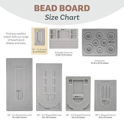 The Beadsmith Mini Bead Board, Grey Flocked - size: 16" - 1 Channel