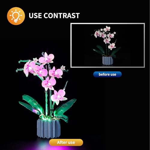 Vaodest LED Light for Lego Orchid 10311 Plant Decor Building Blocks Model,Design and Configuration Compatible with Model 10311(LED Light Only, Not Building Block Kit) - style: 10311 Orchid