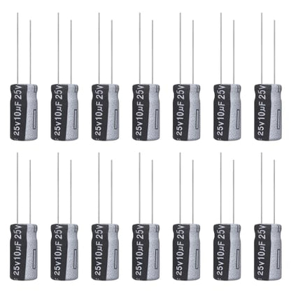 10uF 25V 5x11mm Electrolytic Capacitor 10 UF MFD 25 Volt 0.2x0.43in Aluminum Capacitors (Pack of 15) - style: 10uF 25V 5x11MM