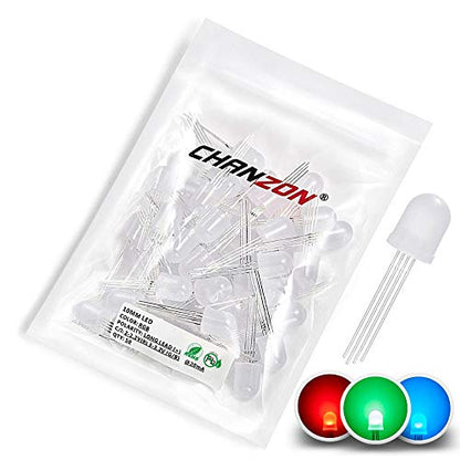 CHANZON 50 pcs 10mm RGB Multicolor Diffused LED Diode Lights Common Anode - color: J) Rgb (Common Anode) (50pcs)
