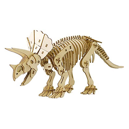 Triceratops Wooden Dinosaur 3D Puzzle - Fun DIY Wood Craft Kits - Ideal Gift for Birthdays and Party Favors - style: Triceratops