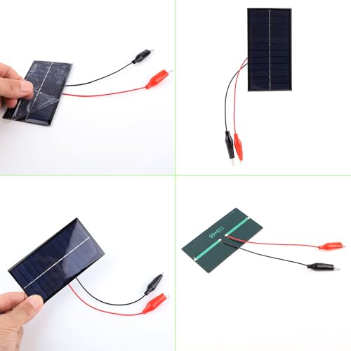 5Pcs Mini Solar Panels with Wire Clips, 5V 6V 0.84W Solar Cells