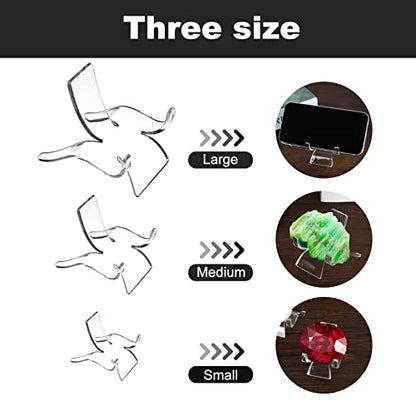 (3 Sizes 12 PCS)Crystal Display Stand,Acrylic Rock Holder,Clear Display Easel Stands Pedestal for Crystal,Geodes,Rock,Mineral Agate Fossil Coral Gemstone Small Collectibles Display Stands - size: 12 Pieces (3 Sizes)