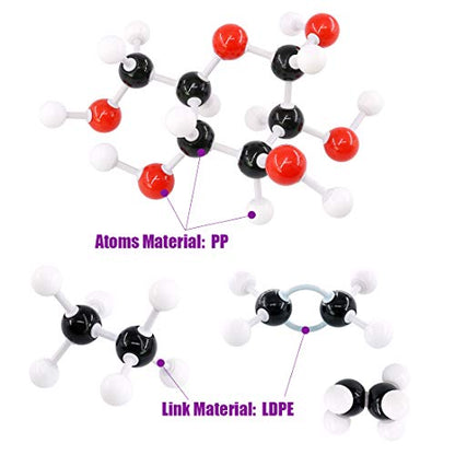 Swpeet 125 Pcs Molecular Model Kit for Inorganic & Organic Molecular Model Teacher and 16 Years and Over Student Kit - 54 Atoms & 70 Links & 1 Short Link Remover Tool - Science Toys - style: 125 Pieces Molecular Model Kit