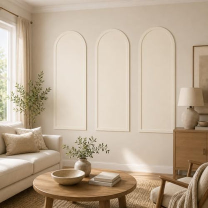 Nuanchu 3 Set 50 x 22 Inches Arch Mdf Board and Batten Wall Panel Kit Premade Wainscoting Wall Molding Kit Frame Accent Molding Pre Cut Trim for DIY Room Decor (Elegant Style) - size: 50 x 22 Inches