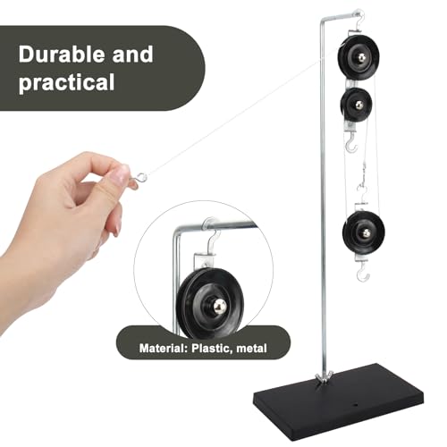 Pulley System Kit for Classroom Physics Experiments, Metal Pulley Block with Holder and Rope, Mechanical Advantage Teaching Tool, Durable Lab Equipment for Science Projects & Mechanics Education