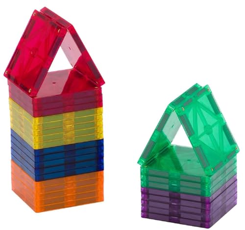 Playmags Magnetic Tiles, 30-Piece Magnet Squares Expansion Set, Construction Building Blocks, Starter Set for Kids Ages 3+ - style: 30 Piece Square Set
