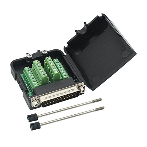 DB25 Breakout Board Solder-Free Male Adapter 25-pin Port Adapter to Terminal Connector Signal Module Long Bolts and Nuts with case