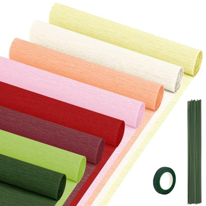 Crepe Paper Streamers 8 Rolls, 10 x 98Inch 8 Red-Green Colors - color: Red-green